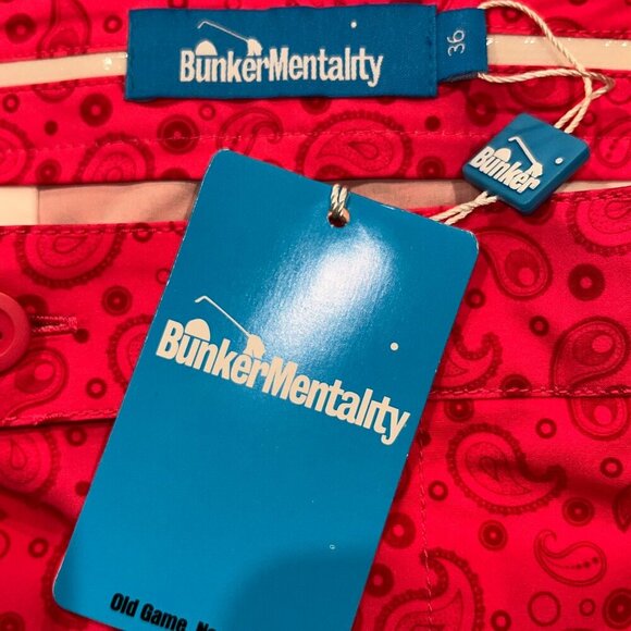 BUNKER MENTALITY Bright Pink Kade Paisley Men's Golf Shorts New with Tags 36 - Picture 7 of 11